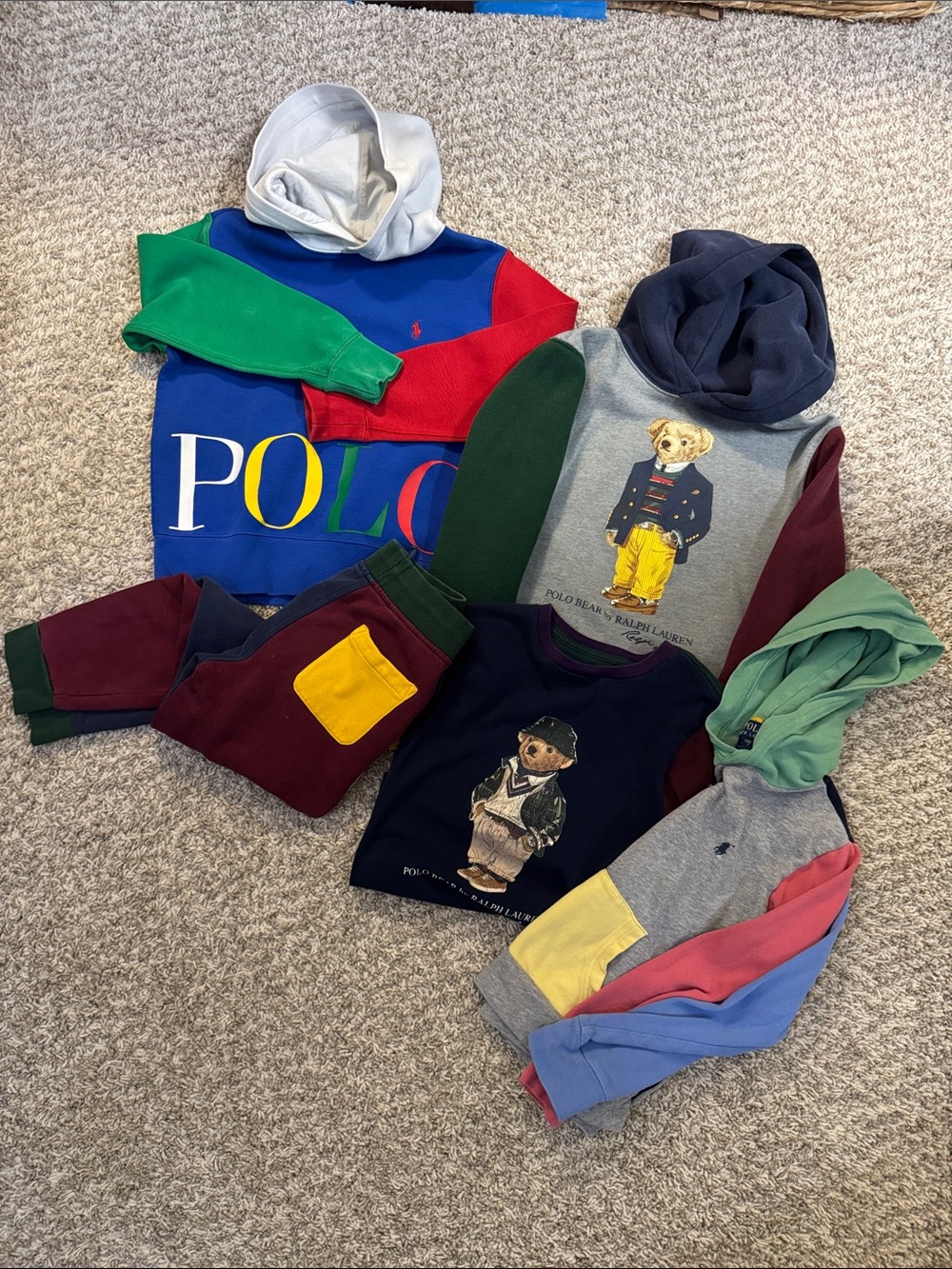 Polo by Ralph Lauren Kids Colorblock Polo Bear Hoodie Sweatshirt